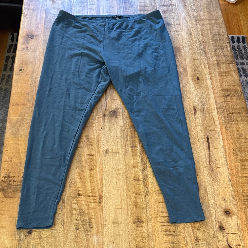 Eileen fisher High-Rise ankle cozy brushed terry hug Leggings blue spruce NWT 1X
